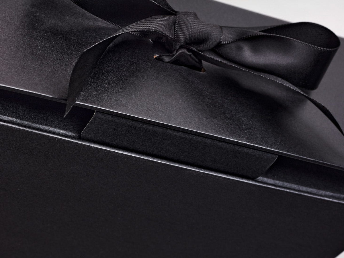 Sample Black A5 Deep No Magnets Gift Box With Changeable Ribbon Closure Tab