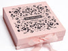 Gloss Black Foil 'Mushtaq's' design on Pink Medium Gift Boxes with Changeable Stitch Ribbon