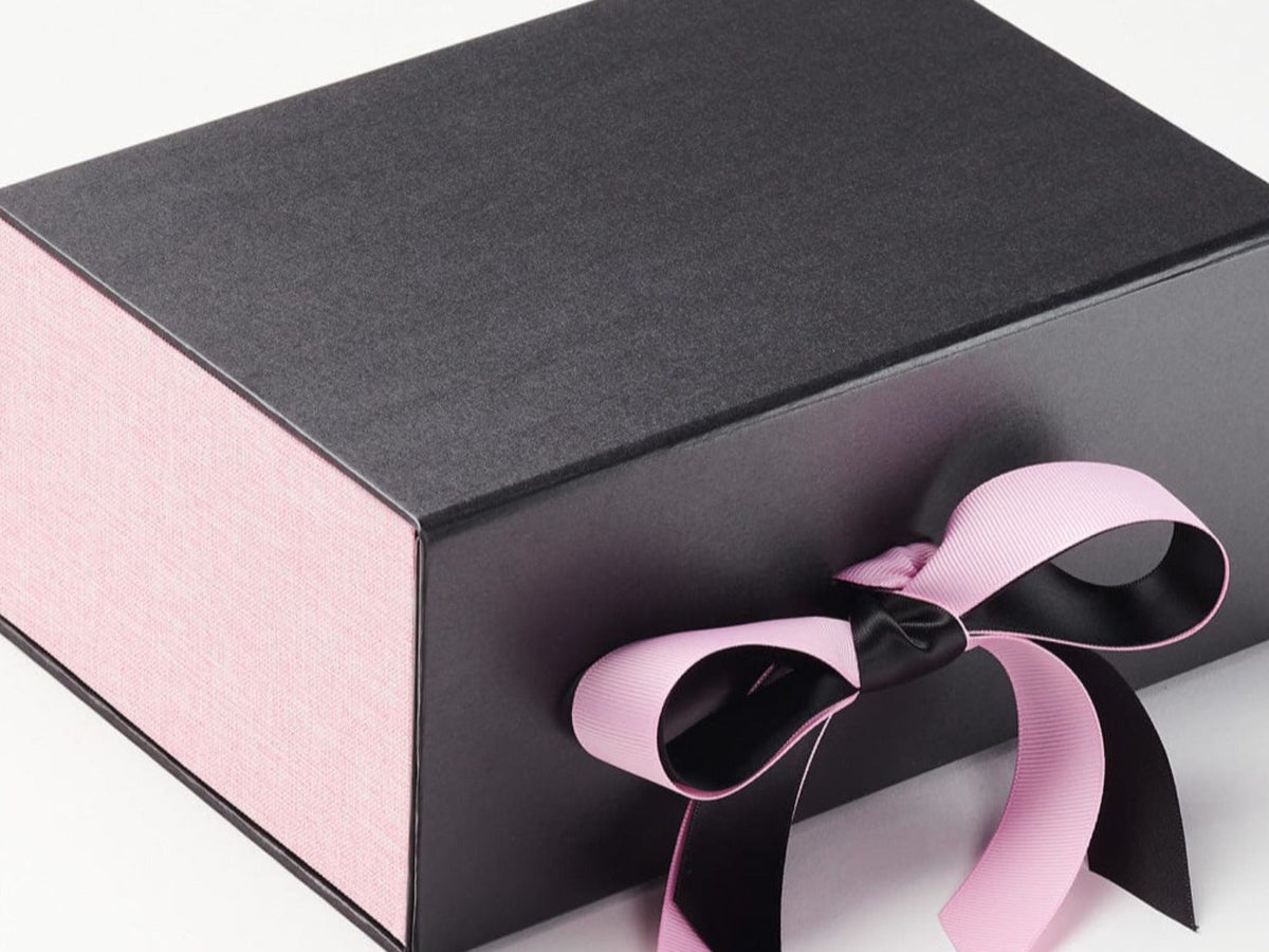 Pink Linen Fabric FAB Sides® with Rose Pink Ribbon