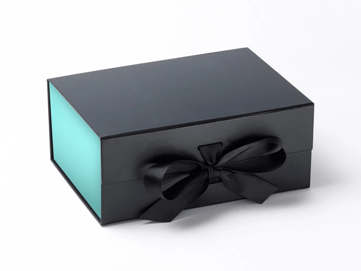 Black A5 Deep Gift Box Featuring Robin Egg Blue FAB Sides® Decorative Side Panels