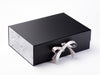 Silver Sparkle and Silver Satin Ribbon Featured with Smoke Grey FAB Sides® Featured on Black Gift Box