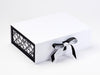 Black Hearts FAB Sides® Featured on White Gift Box with Black Grosgrain Double Ribbon
