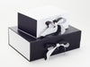 White and Black Matt FAB Sides® Featured on Black and White Gift Boxes with Black and White Ribbons