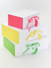 Lemon Yellow, Hot Pink and Classic Green FAB Sides® Featured on White Gift Boxes