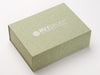 Sage Green Linen Gift Box with Silver Foil Custom Logo