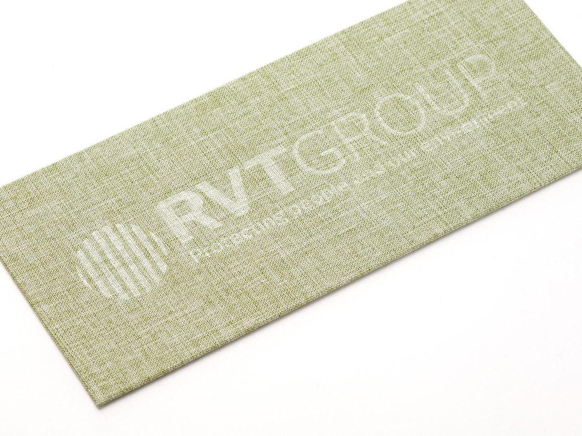 Sage Green Linen Fabric FAB Sides®  with Clear Foil Custom Logo