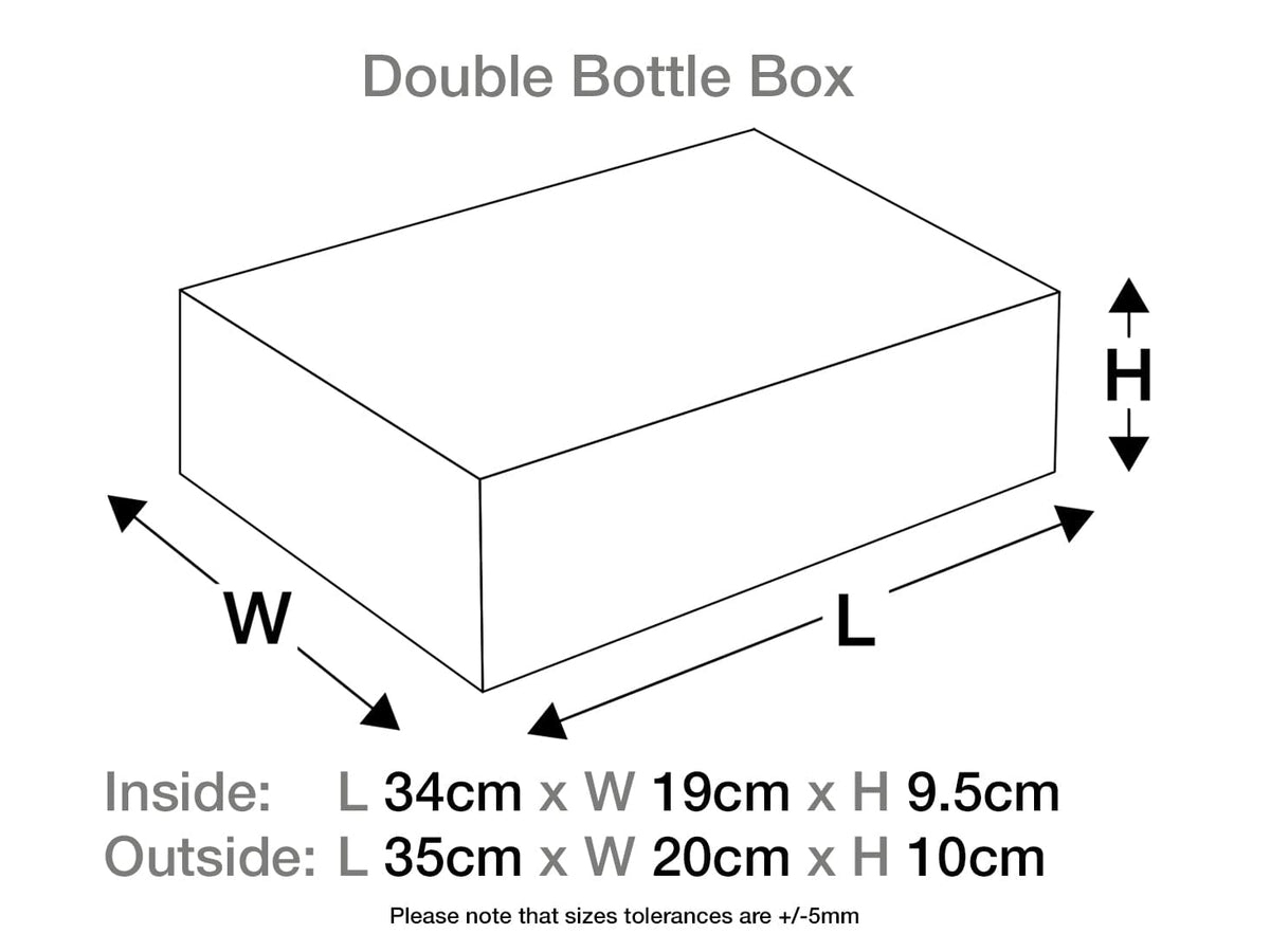 Black Double Bottle Gift Box Assembled Line Drawing