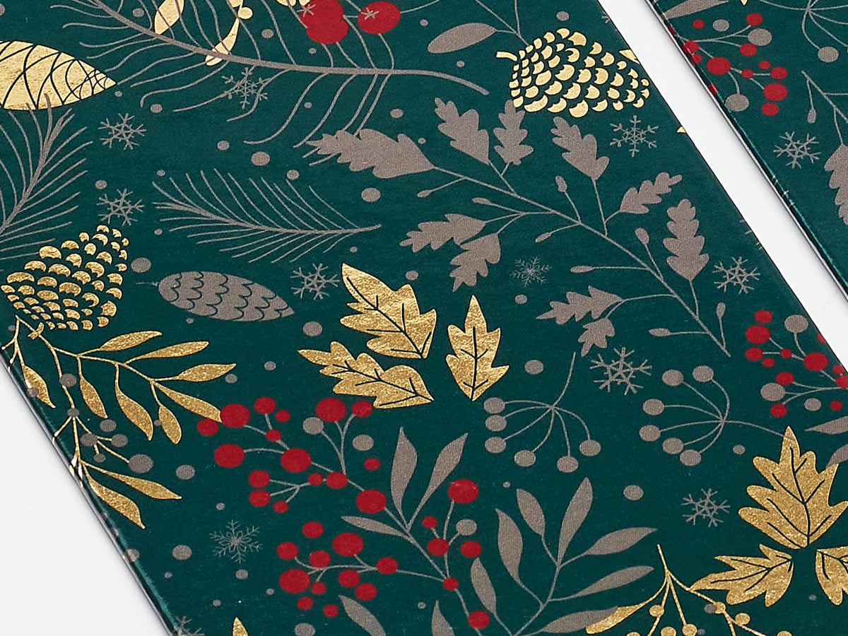 Forest Green and Gold Foil Pine Cone Side Panels for A5 Deep Gift Boxes