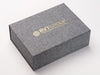 Gray Linen A4 Deep No Magnet Gift Box with Gold Foil Custom Logo
