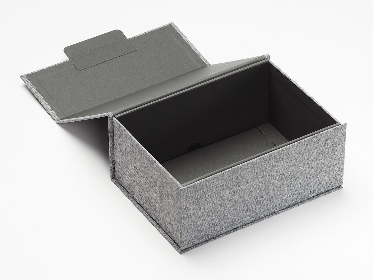 Gray Linen A5 Deep Gift Box Assembled Open