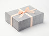 Gray Linen A4 Deep No Magnet Gift Box with Peach Fuzz Ribbon
