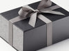 Gray Linen FAB Sides® Featured on Black No Magnets Gift Box with Metal Gray Ribbon