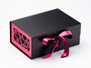 Hot Pink Hearts FAB Sides® and Hot Pink Satin Ribbon On Black A5 Deep Gift Box