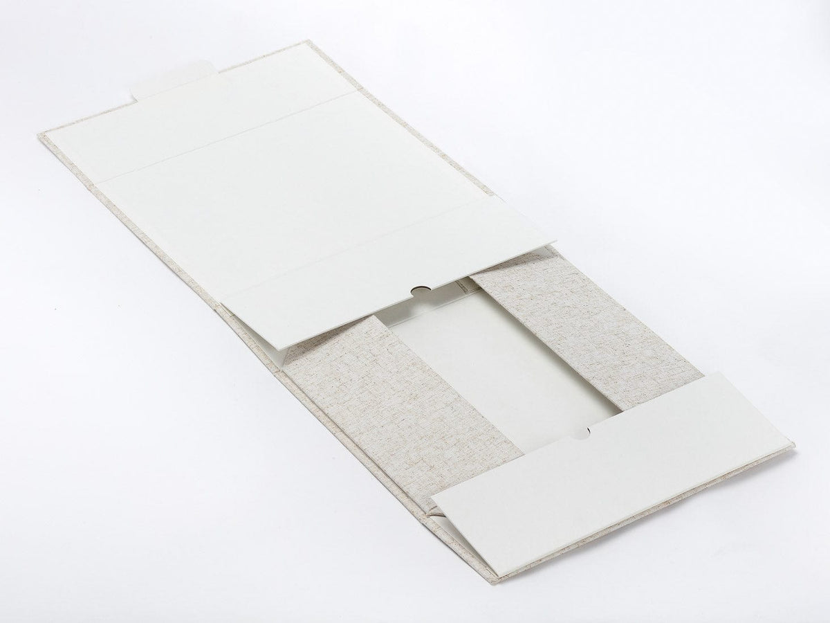 Natural Linen A4 Deep Folding Gift Box Sample Open Flat