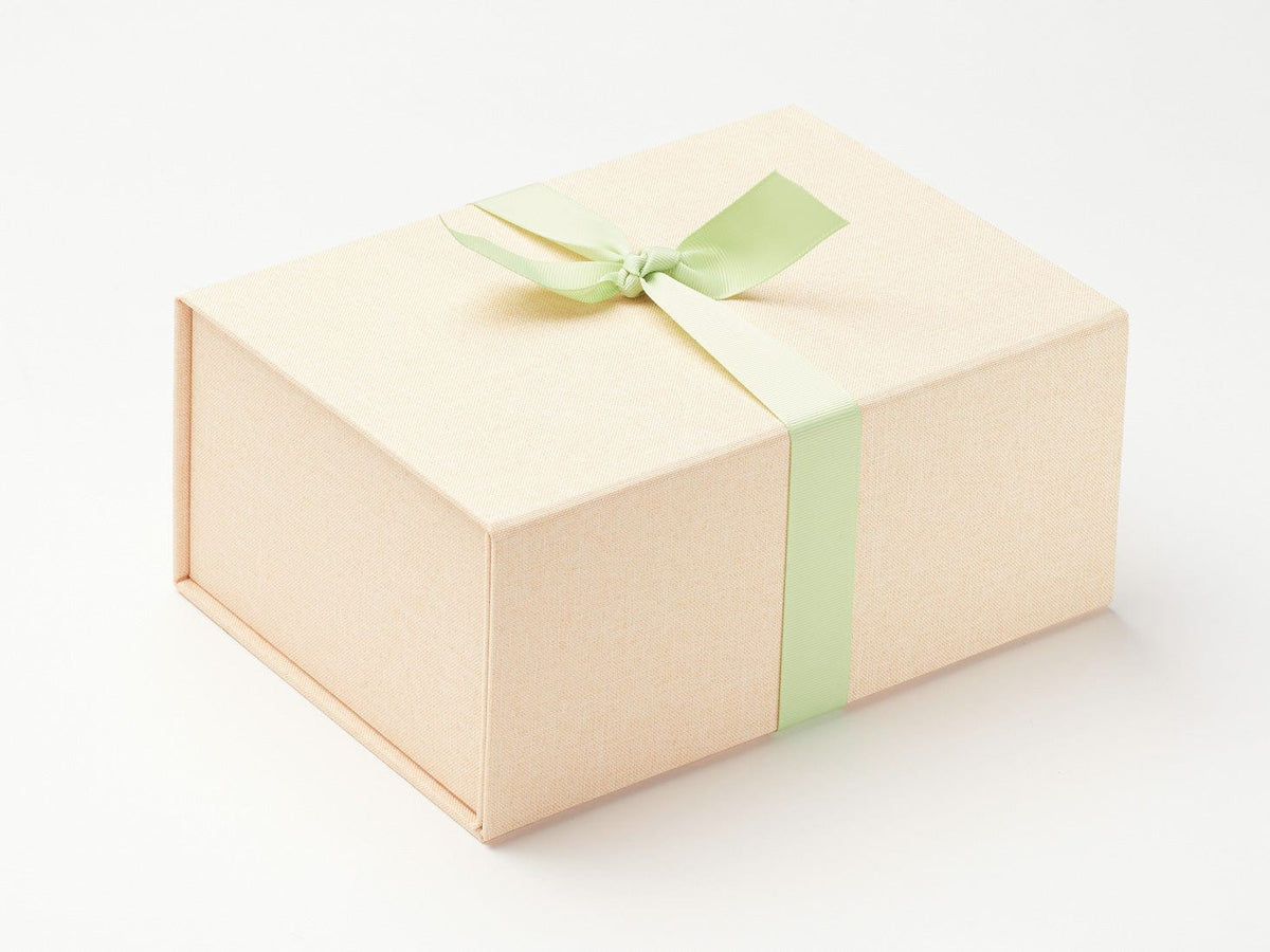 Hessian Linen A5 Deep Gift Box with Cool Matcha Ribbon