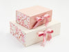 Rose Gold Sparkle and Wild Rose Ribbon Featured with Pink Peony FAB Sides® on Ivory Gift Box