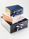 Example of Metallic Gold, Rose Gold and Silver Foil FAB Sides® Featured on various Gift Boxes