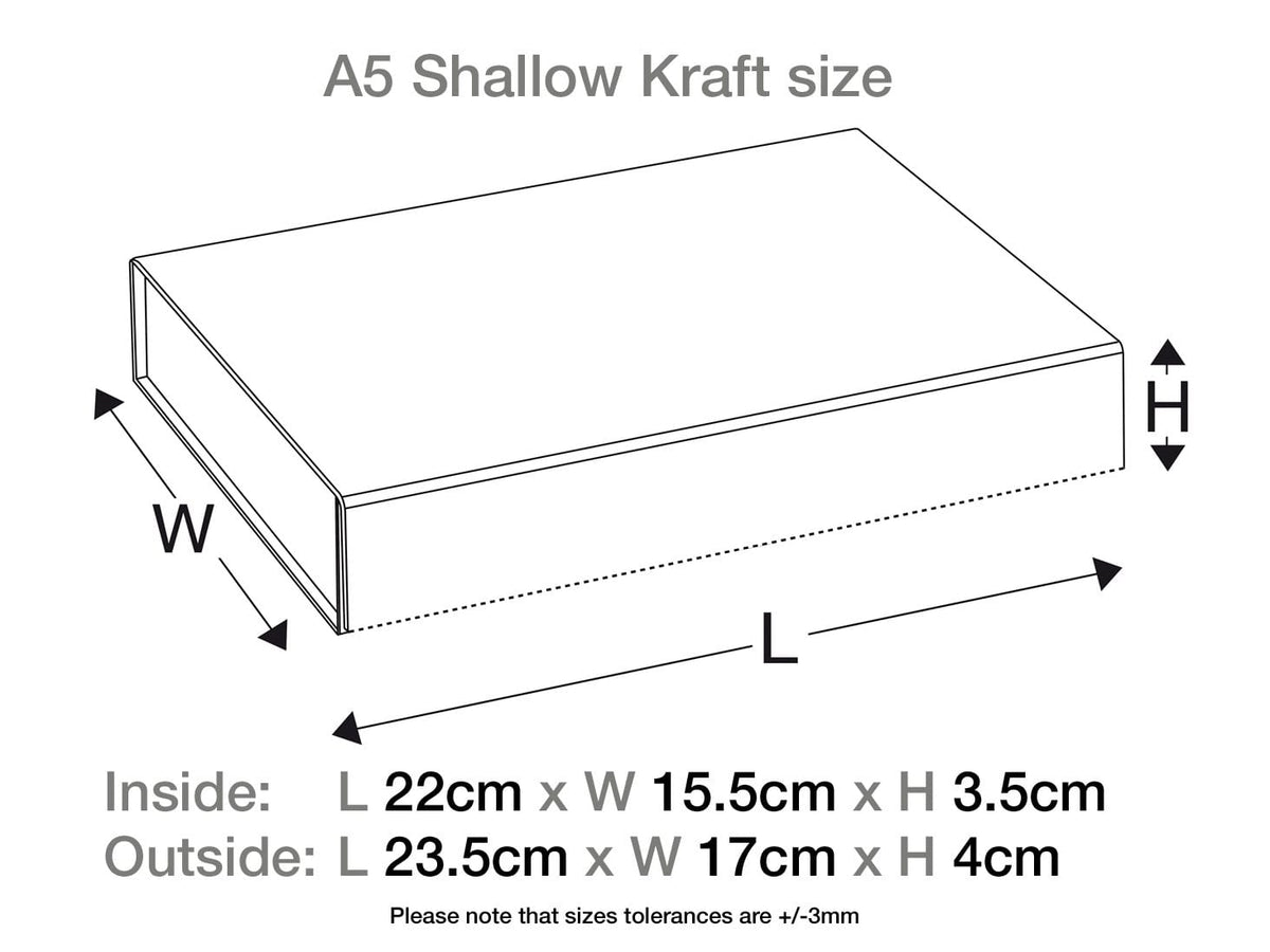 Natural Kraft A5 Shallow Gift Box Assembled Size