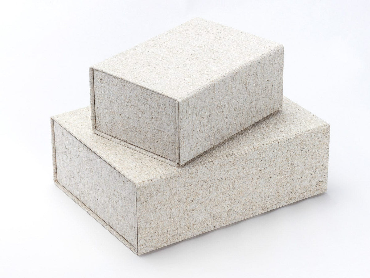 Natural Linen A5 Deep and A4 Deep Gift Boxes Stacked
