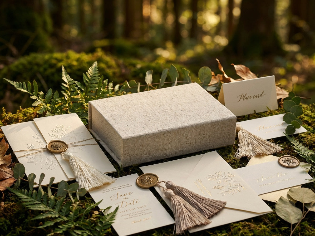 A6 Shallow Natural Linen Gift Box For Wedding Stationery