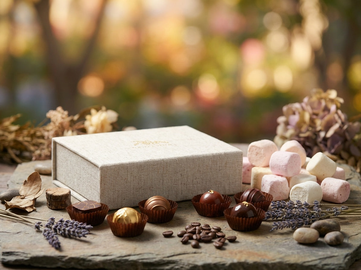 Natural Linen A6 Shallow Gift Box For Chocolates
