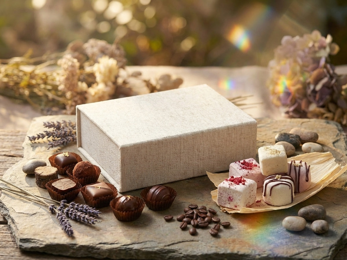 Natural Linen A6 Shallow Gift Box Chocolate Packaging