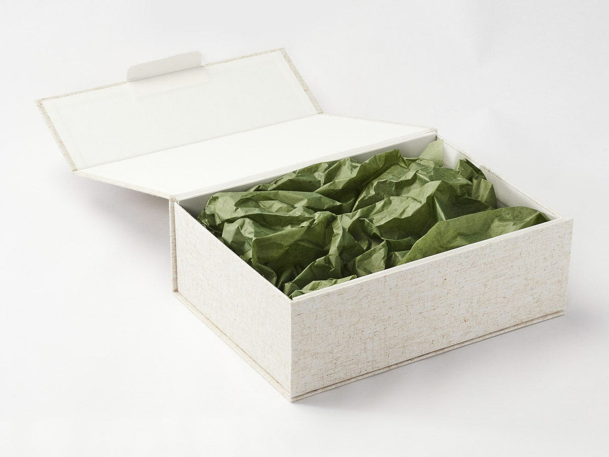 Loden Green Tissue Featured with Natural Linen Gift Box