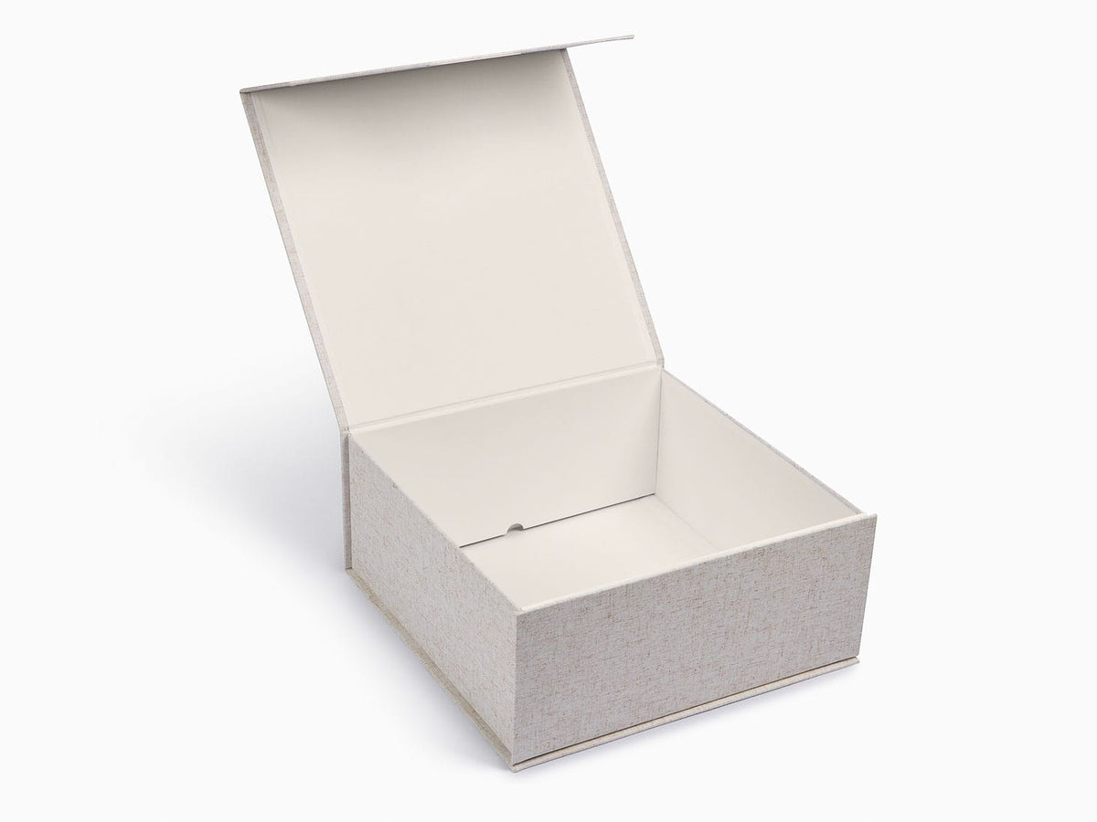 Natural Linen XL Deep Gift Box with Lid Open