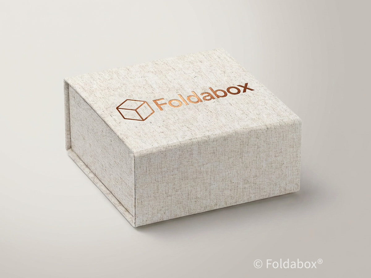 Small Linen Gift Box With Custom Foil Logo