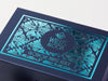 Navy Blue Gift Box with Custom Turquoise Foil Printed Design