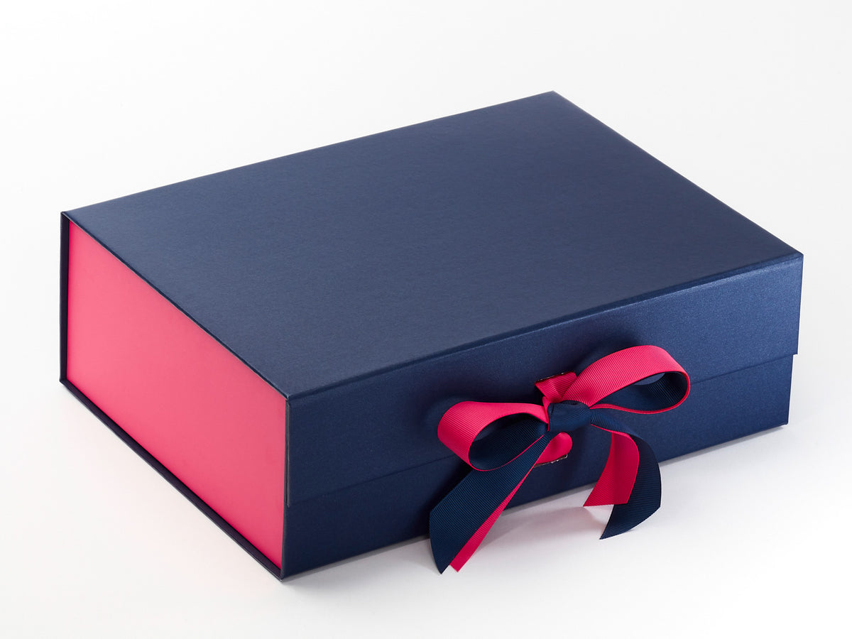 Wholesale Folding Magnetic Navy Blue A4 Gift Boxes | Foldabox® USA