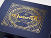 Navy Blue Gift Box with Gold Foil Custom Printed Logo