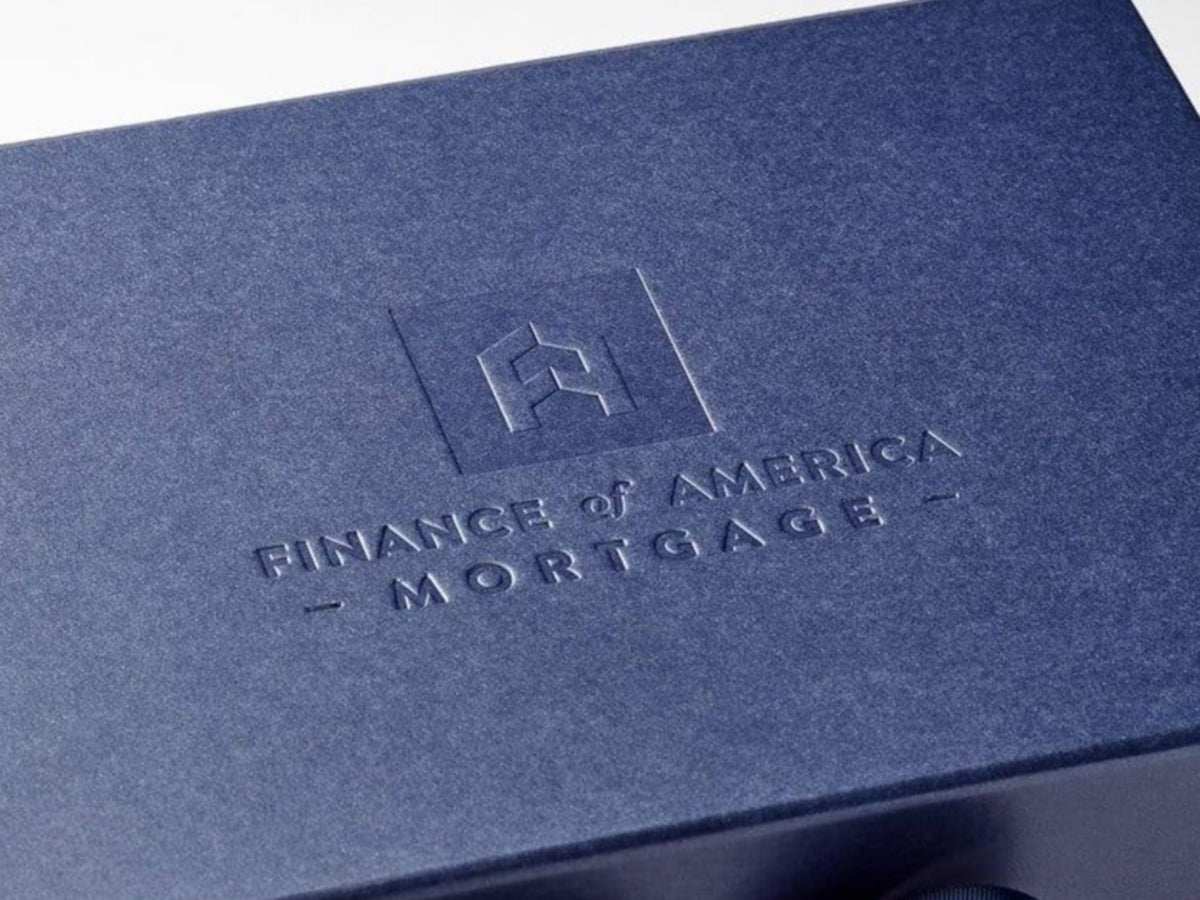 Navy Blue Gift Box Featuring Custom Debossed Logo to Lid