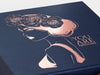 Navy Blue Folding Gift Box with Custom Rose Gold Foil Printed Design
