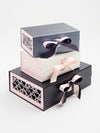 Pale Pink Hearts FAB Sides® Decorative Side Panels Featured on Ivory and Black Gift Boxes
