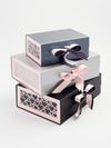 Pale Pink Hearts FAB Sides® Decorative Side Panels Featured on Silver and Black A4 Gift Boxes