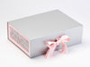 Pale Pink Hearts FAB Sides® Featured on Silver Gift Box with Pale Pink Satin and Powder Pink Grosgrain Double Ribbon