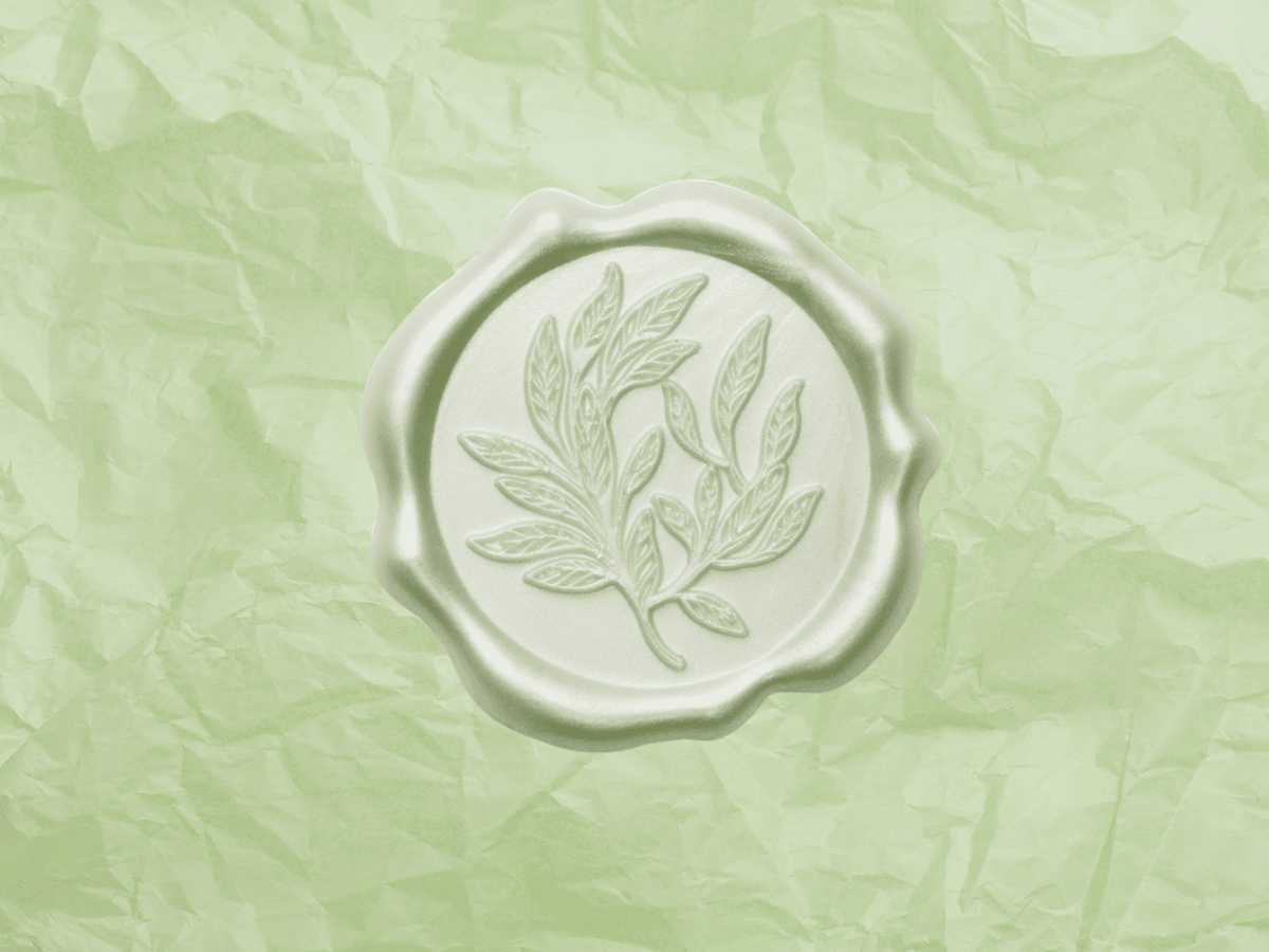 Sage Green Wax Seal Featured with Seafoam Green Tissue Paper