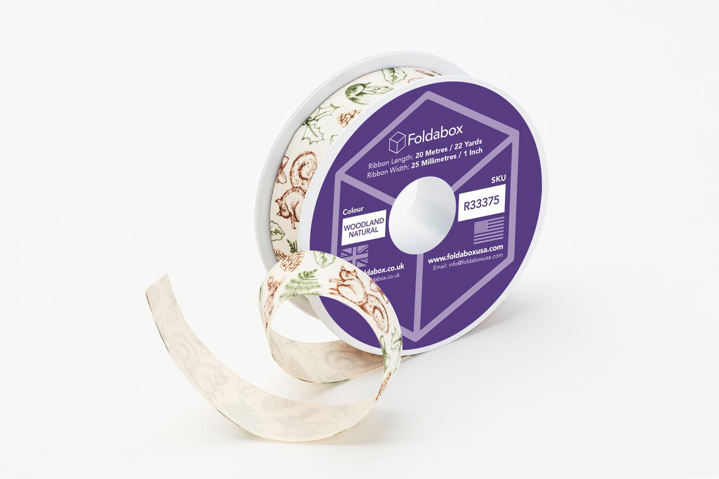 Woodland Friends Natural Printed Christmas Ribbon From Foldabox
