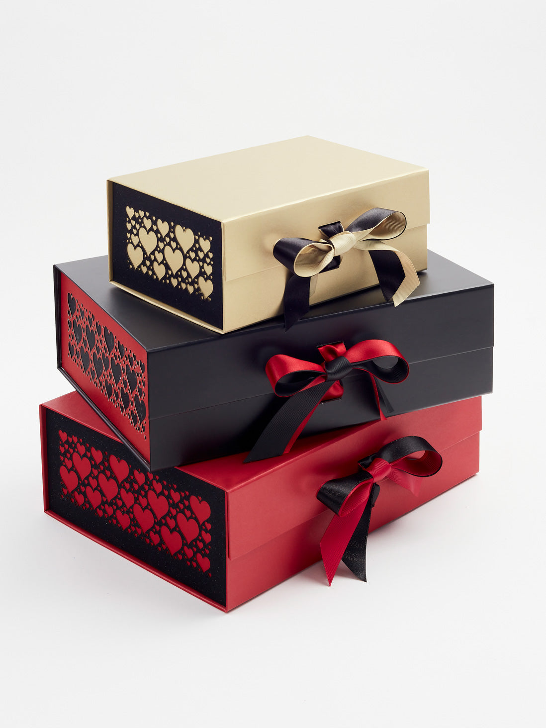 Black Hearts FAB Sides® Featured on Red Gift Box with Black Satin Ribbon