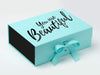 Robin Egg Blue A4 Deep Gift Box Featured with Black FAB Sides® and Black Custom Logo Printing