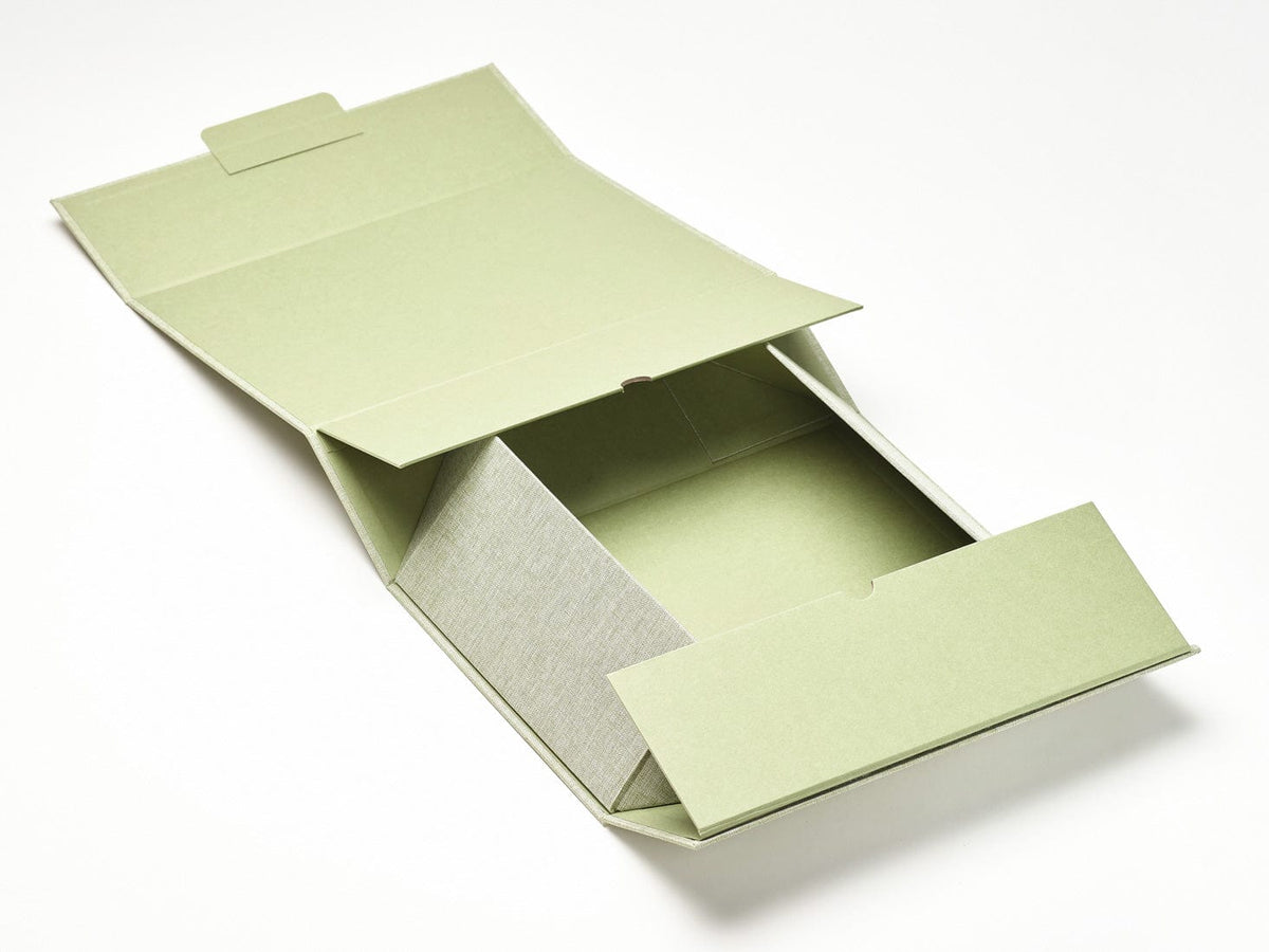 Sage Green Linen A4 Deep No Magnet Gift Box Partly Assembled