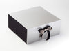 Silver XL Deep Gift Box With Black Side Panels and Ribbon
