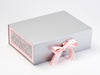 Pale Pink Hearts FAB Sides® Featured on Silver Gift Box with Pale Pink Satin and Powder Pink Grosgrain Double Ribbon