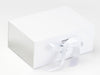 White Sparkle Ribbon on White A5 Deep Gift Box with Silver Foil FAB Sides®