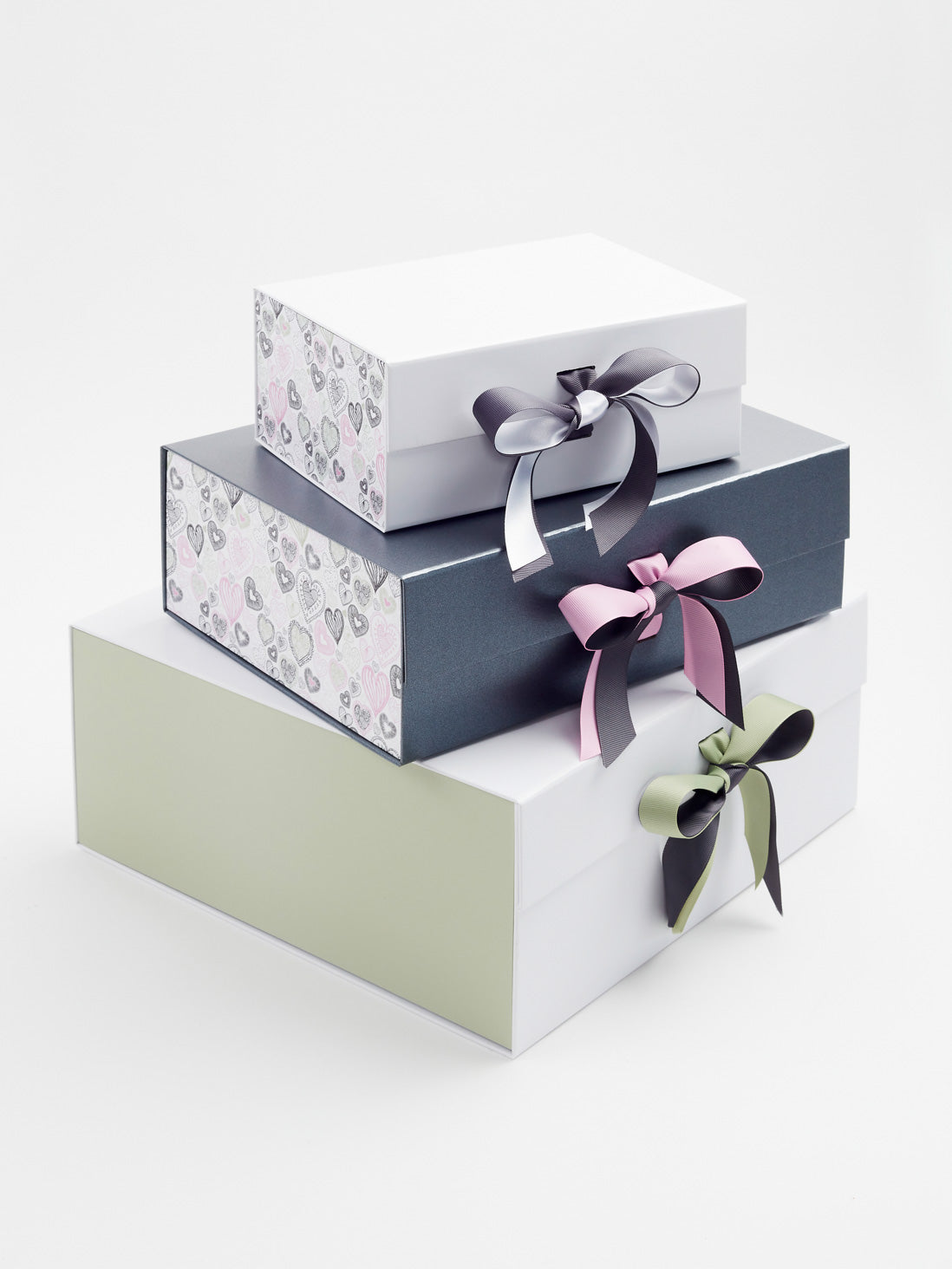 Sage Green FAB Sides® on White XL Deep Together with Love Doodle FAB Sides® on Pewter and White Gift Boxes