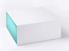 White Robin Egg Blue Side Panels on White No Ribbon XL Deep Folding Gift Box