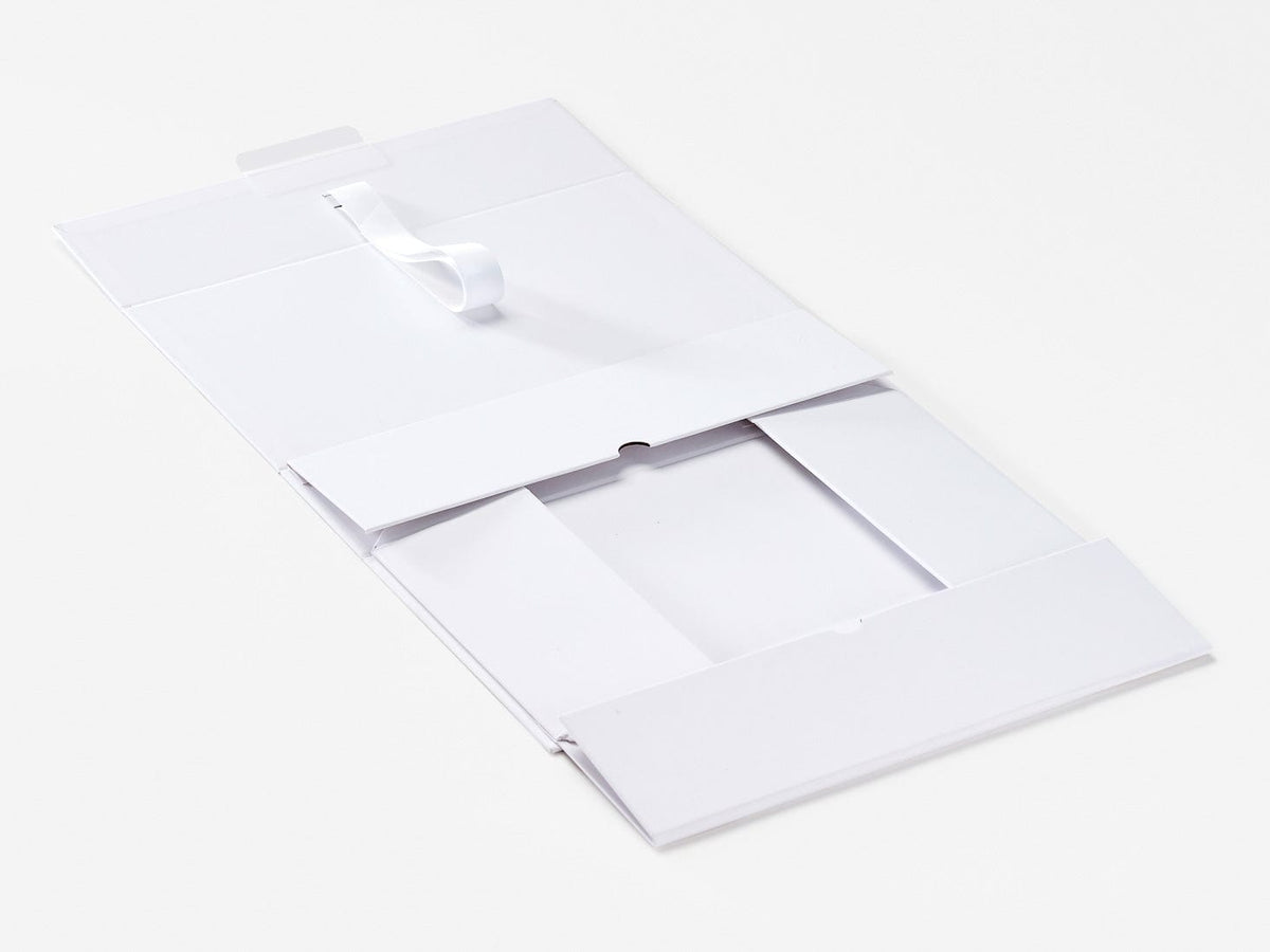 White Double Bottle Gift Box Supplied Flat with Ribbon