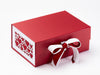 Red Satin Double Ribbon Featured on Red Gift Box with White Hearts FAB Sides®