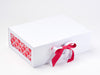 White Hearts FAB Sides over Hot Pink FAB Sides® on White Gift Box with Hot Pink Satin Double Ribbon